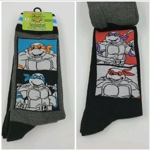 2 Pair TMNT Socks, Ninja Turtle